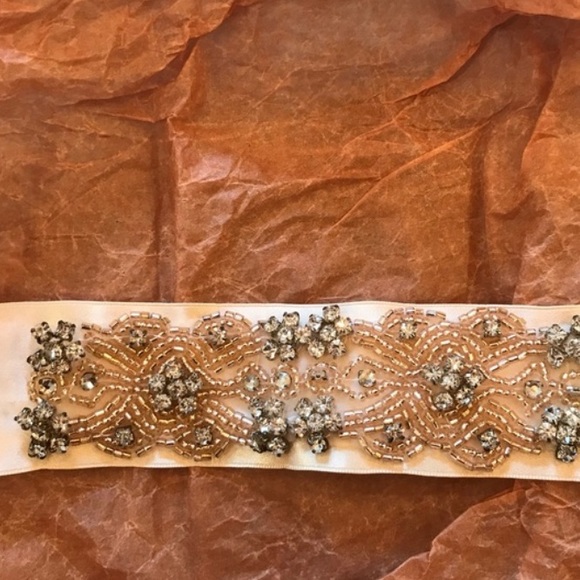 Rose gold beaded bridal sash - Picture 4 of 7